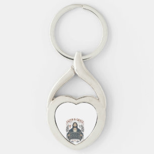 Jesus Cross Stitch Vintage Shirt Christian Graphic Key Ring
