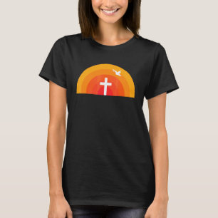 Jesus Cross Sunset Dove With Olive Branch Faith Ch T-Shirt