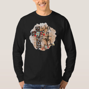 Jesus Cross Walk By Faith Christian Religious Leop T-Shirt