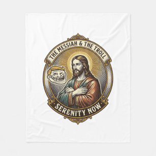 Jesus Crossing Arms Internet Troll Face Emoji Humo Fleece Blanket