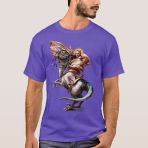 Jesus Crossing the Alps on Raptor Dinosaur, Parody T-Shirt