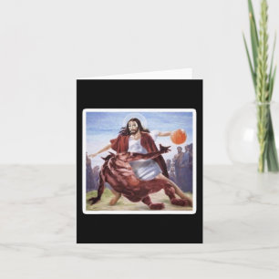 Jesus Crossing Up Satan Basketball  Card
