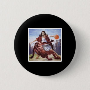 Jesus Crossing Up Satan Bysketbyll 6 Cm Round Badge