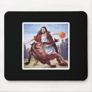 Jesus Crossing Up Satan Bysketbyll Mouse Pad