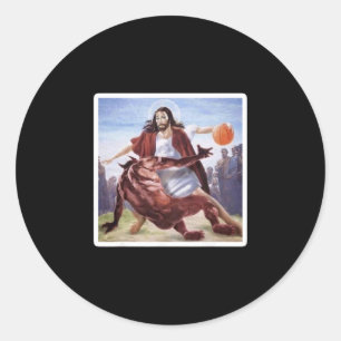 Jesus Crossing Up Satan Sketll  Classic Round Sticker