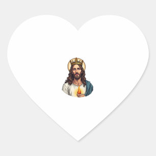 Jesus Crown Flame Vintage Engraving Shirt 2 Heart Sticker