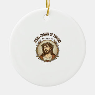 Jesus Crown Of Thorns Botanical Jesus Crown Thorns Ceramic Ornament