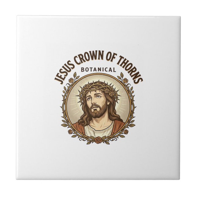 Jesus Crown Of Thorns Botanical Jesus Crown Thorns Ceramic Tile (Front)