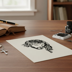 Jesus Crown of Thorns Wood Art Rubber Stamp
