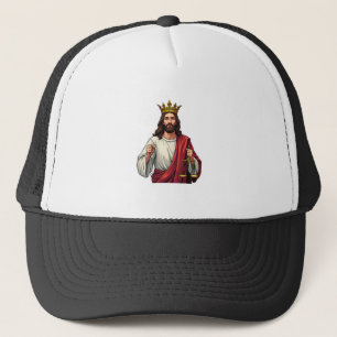Jesus Crowned Justice Vintage Engraving Tee Trucker Hat