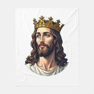 Jesus Crowned King Vintage Engraving Faith Shirt ( Fleece Blanket