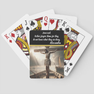 Jesus Crucified Over Serene Waters Waiting Playing Cards