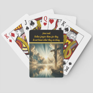 Jesus Crucifixion Above Waters of Reflection Playing Cards