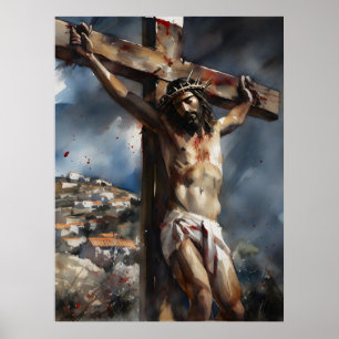 Jesus Crucifixion At Golgotha Poster