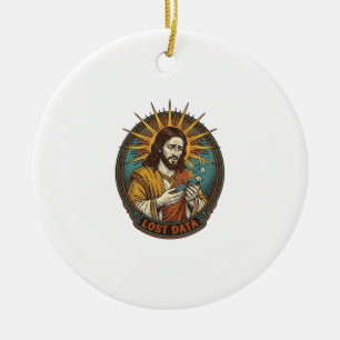 Jesus Crushed USB Flash Drive Lost Data Humor_1 Ceramic Ornament
