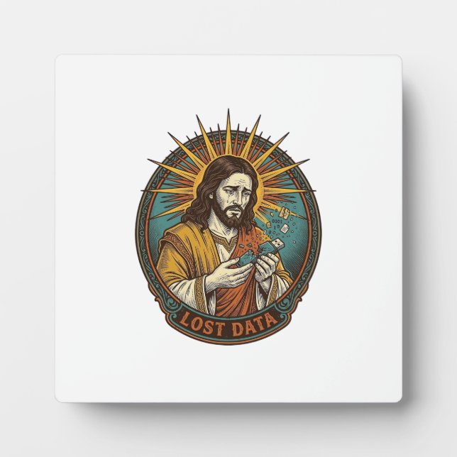 Jesus Crushed USB Flash Drive Lost Data Humor_1 Plaque (Front)