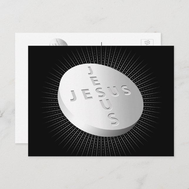 Jesus Cures Heals Pill - Christian Faith Pray God Holiday Postcard (Front/Back)