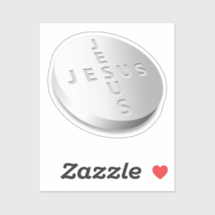 Jesus Cures Heals Pill Tablet Christian Cross God
