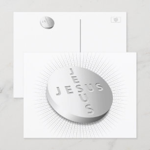 Jesus Cures Pill Christian Christ God Faith Pray  Holiday Postcard