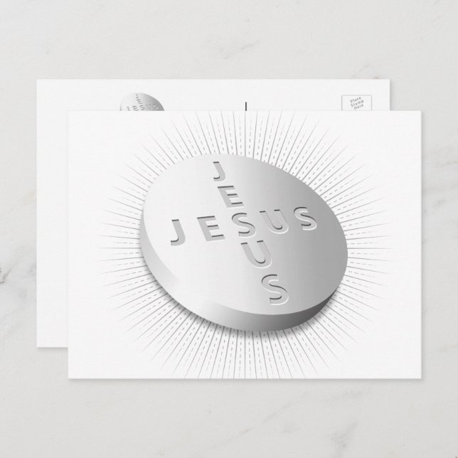 Jesus Cures Pill Christian Christ God Faith Pray  Holiday Postcard (Front/Back)