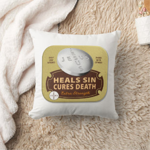 Jesus Cures Pill - Christian Healing Faith God  Cushion