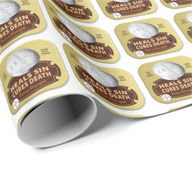 Jesus Cures Pill - Christian Religious Faith Heal Wrapping Paper (Roll Corner)