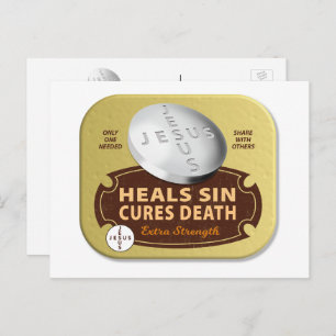 Jesus Cures Pill - Christian Religious Faith Pray  Holiday Postcard