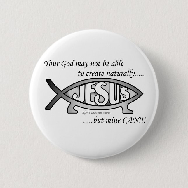 Jesus & Darwin Fish Button/Pin 6 Cm Round Badge (Front)