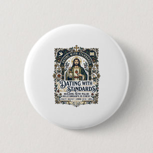 Jesus Dating Christian Relationship Humour Shirt F 6 Cm Round Badge