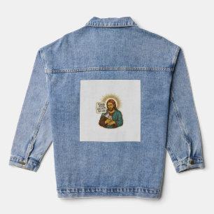 Jesus Dead Phone No Music Heavy Lift Gym Humor_1 Denim Jacket