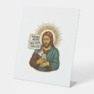 Jesus Dead Phone No Music Heavy Lift Gym Humor_1 Pedestal Sign