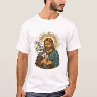 Jesus Dead Phone No Music Heavy Lift Gym Humor_1 T-Shirt