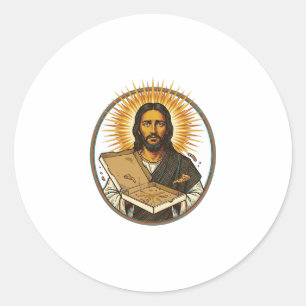 Jesus Deceived By Empty Pizza Box Party Food Humou Classic Round Sticker