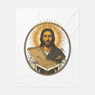 Jesus Deceived By Empty Pizza Box Party Food Humou Fleece Blanket