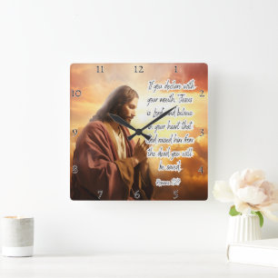 Jesus: Declare, Believe, Be Saved Square Wall Clock