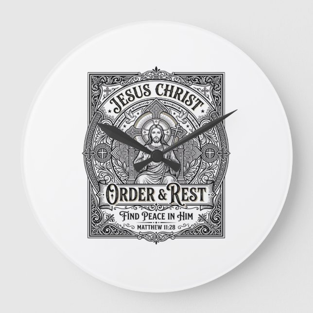 Jesus Declutter Clean Home Shirt Christian Graphic Large Clock (Front)