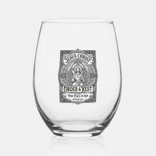 Jesus Declutter Clean Home Shirt Christian Graphic Stemless Wine Glass