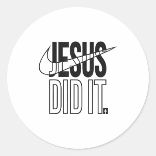 Jesus Did It Religious Cross Christian  Classic Round Sticker