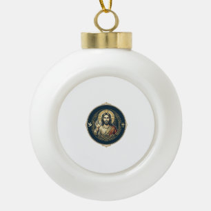 Jesus Digital Artist iPad Art T-Shirt Inspirationa Ceramic Ball Christmas Ornament