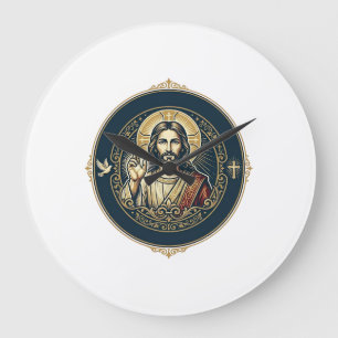 Jesus Digital Artist iPad Art T-Shirt Inspirationa Large Clock
