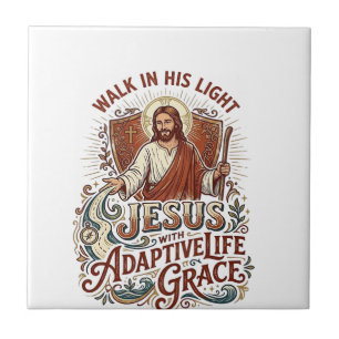 Jesus Disability Encouragement T-Shirt Inspiration Ceramic Tile