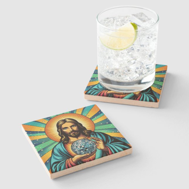 Jesus disco coasters! stone coaster (Side)