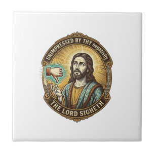 Jesus Dislike Button Social Media Hater Troll Humo Ceramic Tile
