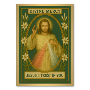 Jesus Divine Mercy Catholic Wedding Table Card