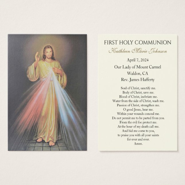 Jesus Divine Mercy First Communion Remembrance  (Front & Back)
