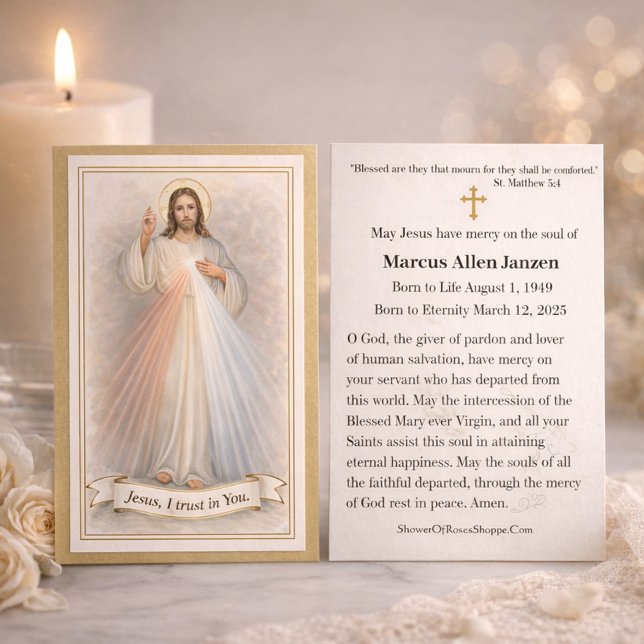 Jesus Divine Mercy Funeral Memorial Prayer Cards (Creator Uploaded)