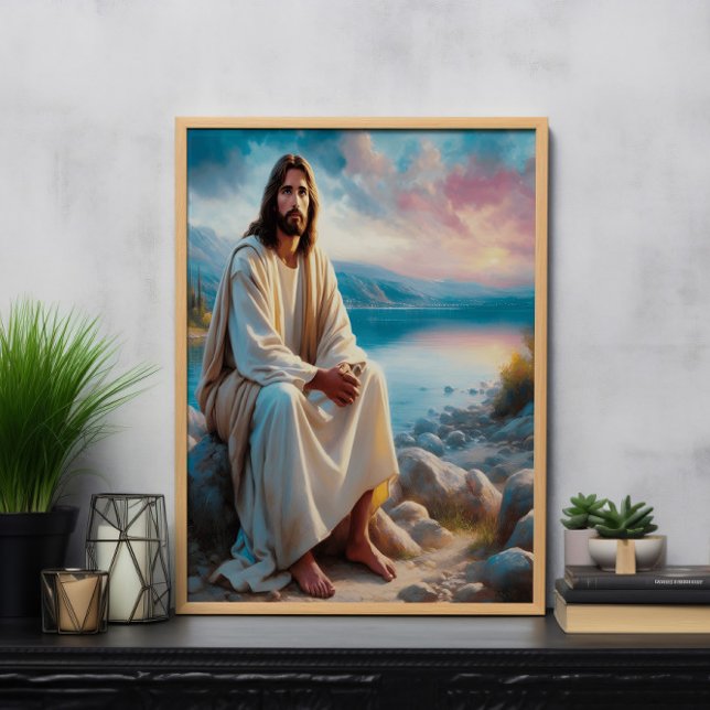 Jesus Divine Peace Beside Sunset Waters Poster (Creator Uploaded)