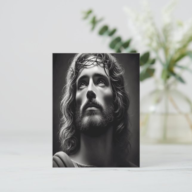Jesus Divine Shepherd with Tender Gaze Postcard (Standing Front)