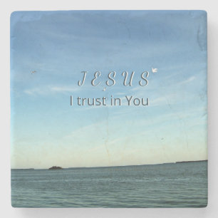 Jesus & Dove Gentle Sky Reflection Stone Coaster