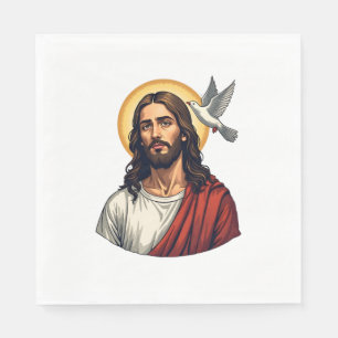 Jesus Dove Halo Vintage Engraving Shirt 2 Napkin